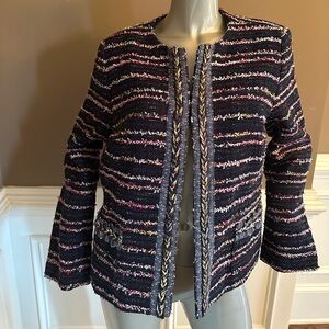 NWT TALBOTS Fringe Tweed Multicolored Blazer Sz 16P